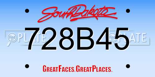 728B45 South Dakota License Plate