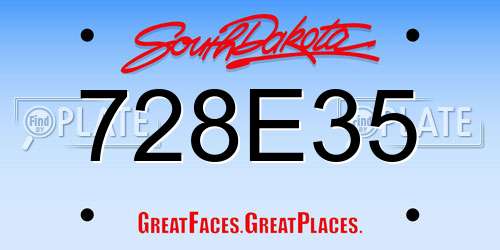 728E35 South Dakota License Plate