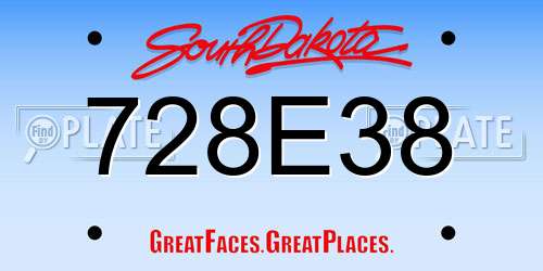 728E38 South Dakota License Plate