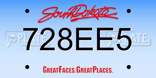 728EE5 South Dakota License Plate