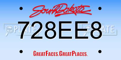 728EE8 South Dakota License Plate