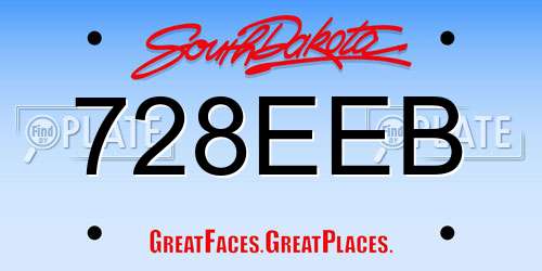728EEB South Dakota License Plate