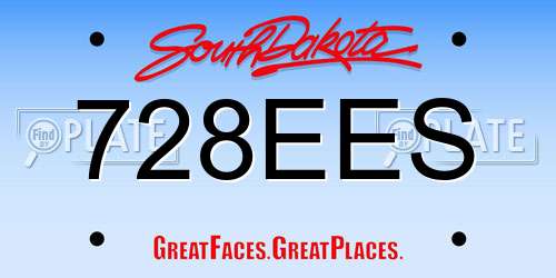 728EES South Dakota License Plate