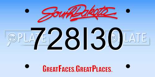 728I30 South Dakota License Plate