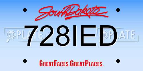 728IED South Dakota License Plate