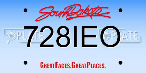 728IEO South Dakota License Plate