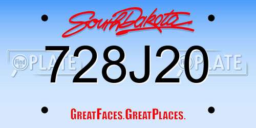 728J20 South Dakota License Plate