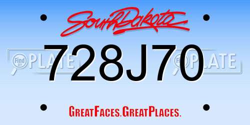 728J70 South Dakota License Plate