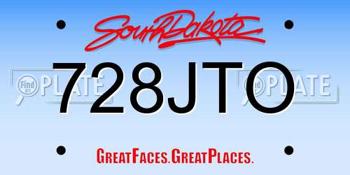 728JTO South Dakota License Plate
