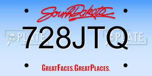 728JTQ South Dakota License Plate