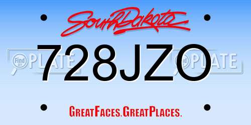 728JZO South Dakota License Plate