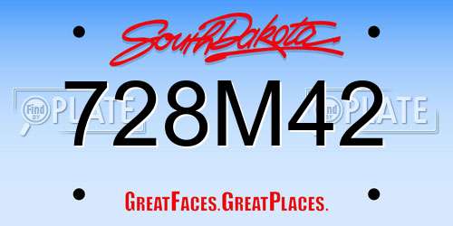 728M42 South Dakota License Plate