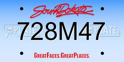 728M47 South Dakota License Plate