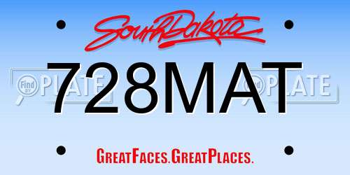 728MAT South Dakota License Plate