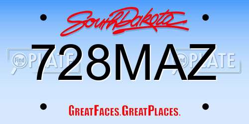728MAZ South Dakota License Plate