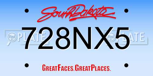 728NX5 South Dakota License Plate