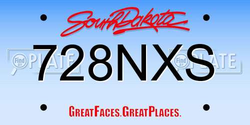 728NXS South Dakota License Plate