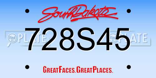 728S45 South Dakota License Plate