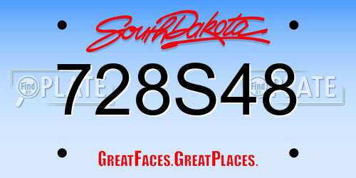 728S48 South Dakota License Plate