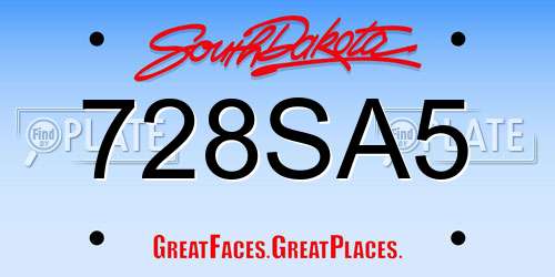 728SA5 South Dakota License Plate