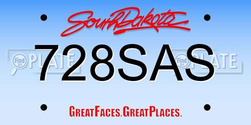 728SAS South Dakota License Plate