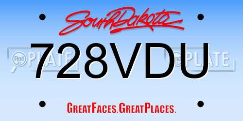 728VDU South Dakota License Plate