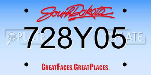 728Y05 South Dakota License Plate