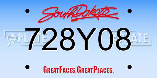 728Y08 South Dakota License Plate