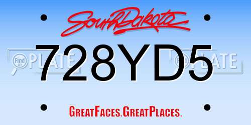 728YD5 South Dakota License Plate
