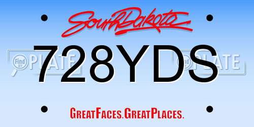 728YDS South Dakota License Plate