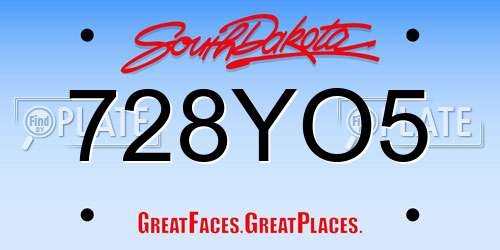 728YO5 South Dakota License Plate