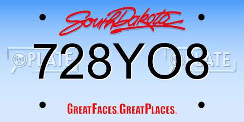 728YO8 South Dakota License Plate