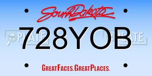728YOB South Dakota License Plate