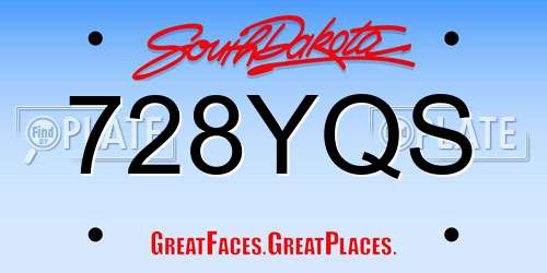 728YQS South Dakota License Plate