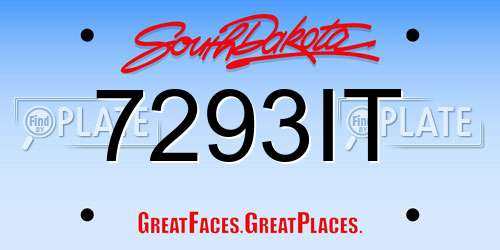 7293IT South Dakota License Plate
