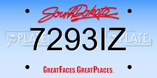 7293IZ South Dakota License Plate
