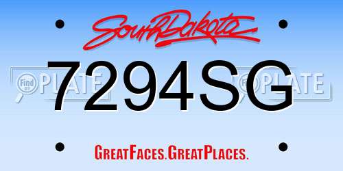 7294SG South Dakota License Plate