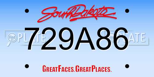 729A86 South Dakota License Plate