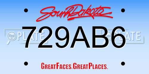 729AB6 South Dakota License Plate
