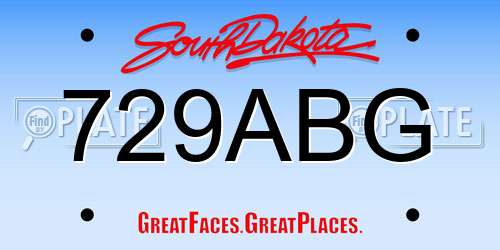 729ABG South Dakota License Plate