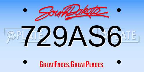 729AS6 South Dakota License Plate
