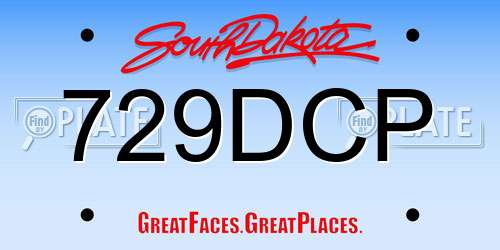 729DCP South Dakota License Plate