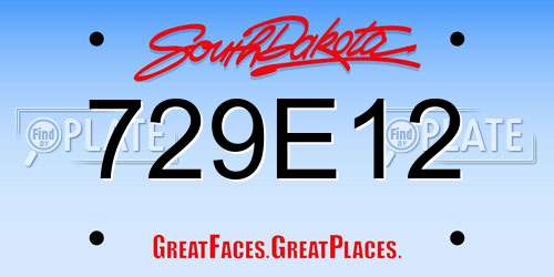 729E12 South Dakota License Plate