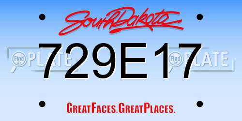 729E17 South Dakota License Plate