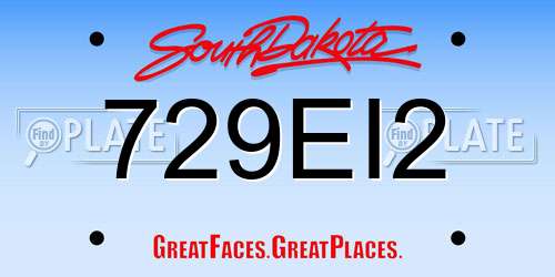 729EI2 South Dakota License Plate