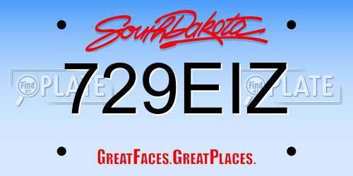 729EIZ South Dakota License Plate