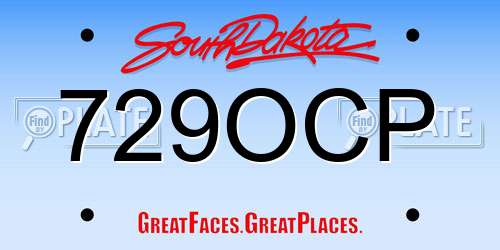 729OCP South Dakota License Plate