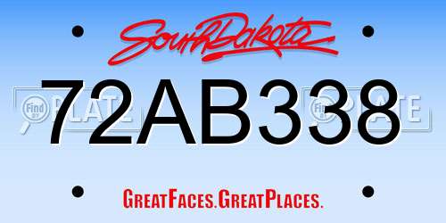 72AB338 South Dakota License Plate