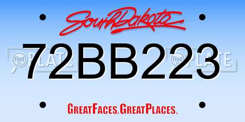 72BB223 South Dakota License Plate