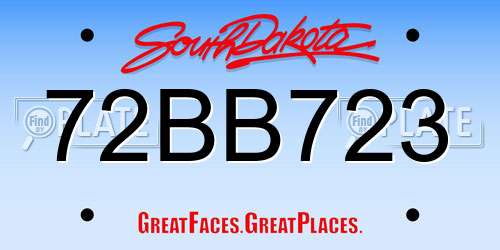 72BB723 South Dakota License Plate